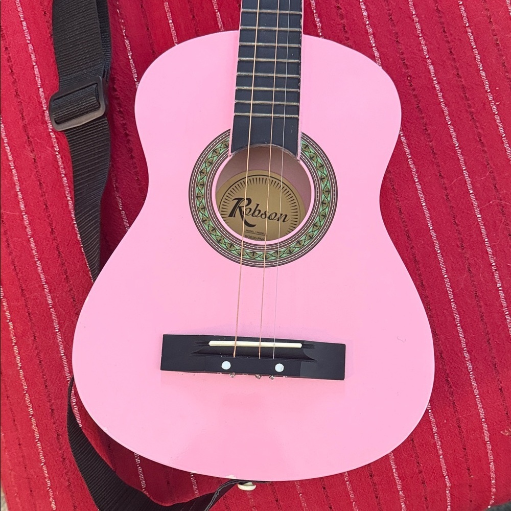 Robson Acoustic Guitar with strap 30” Junior Size Model ROB30 pink - Picture 2 of 14